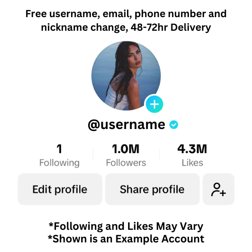 Verified TikTok Account (custom username and nickname)